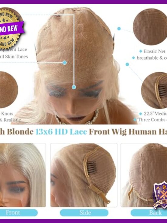 13x6 Lace Front Human Hair Wig 180% Density Layered Straight Glueless